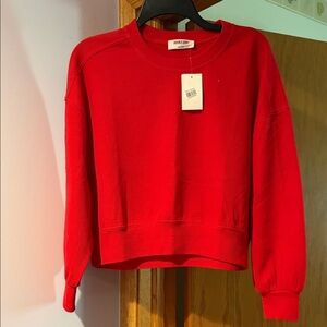 Double Zero Bright Red Crewneck Pullover waffle/thermal lightweight sweatshirt